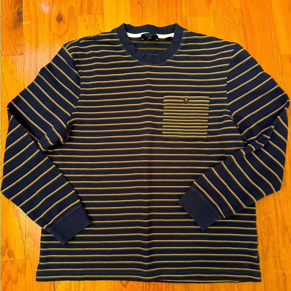 Ted Baker Navy/Tan Stripe Sweater